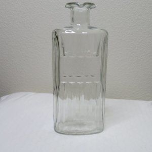 Vintage Apothecary Bottle Empty Clear Glass Rectangular Ribbed Glass Decanter